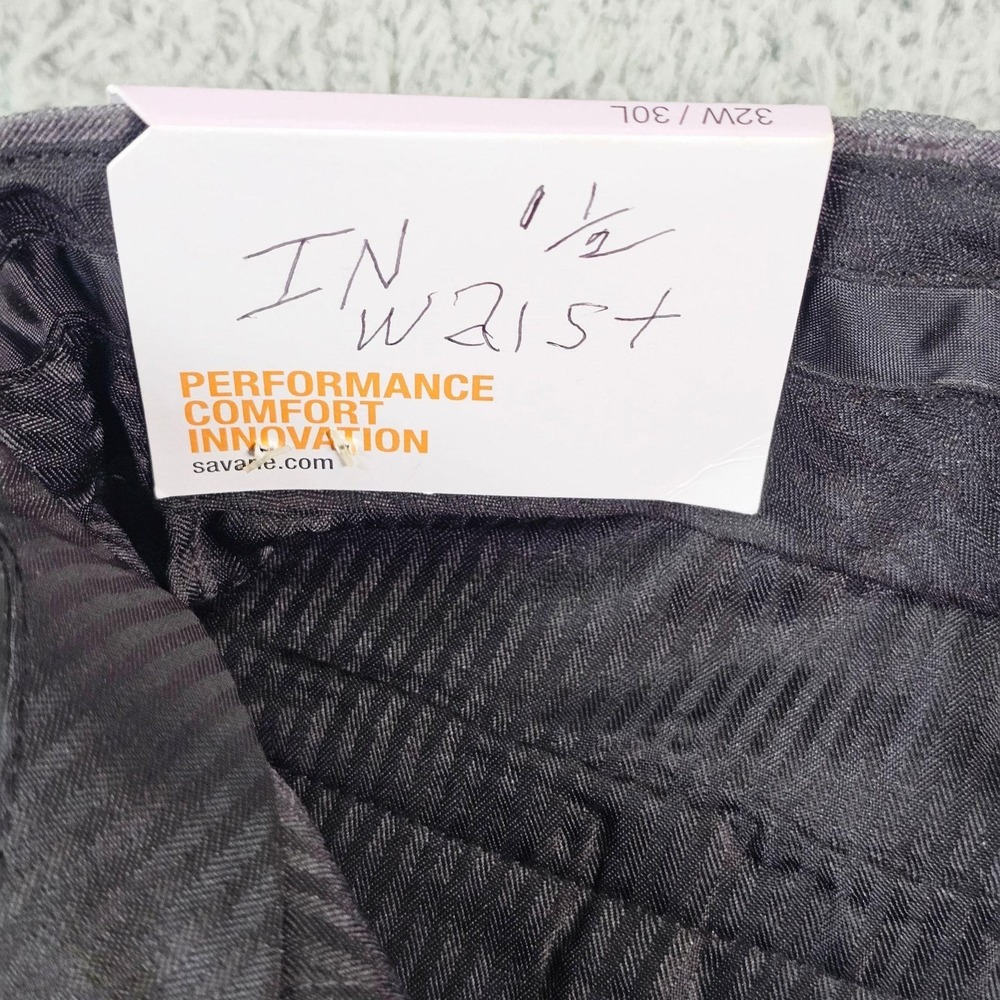 Savane Premium Flex Dress Pants Mens 32x30 Gray Flex Waist Stretch No Iron - Picture 8 of 12